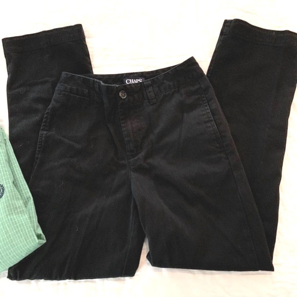 Chaps | Black Casual Big Boys Uniform Casual Pants Straight leg Trousers Size 8